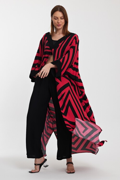 1015 Kadın Desenli Alt&Üst Kaftan Takım