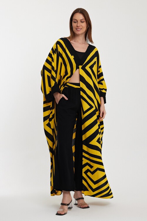 1015 Kadın Desenli Alt&Üst Kaftan Takım