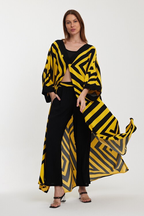 1015 Kadın Desenli Alt&Üst Kaftan Takım