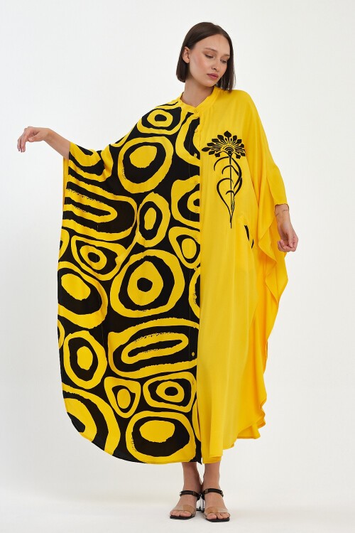 1033 Kadın Hakim Yaka Düğme Kapamalı Nakış Detaylı Cepli Büyük Beden Gömlek Elbise