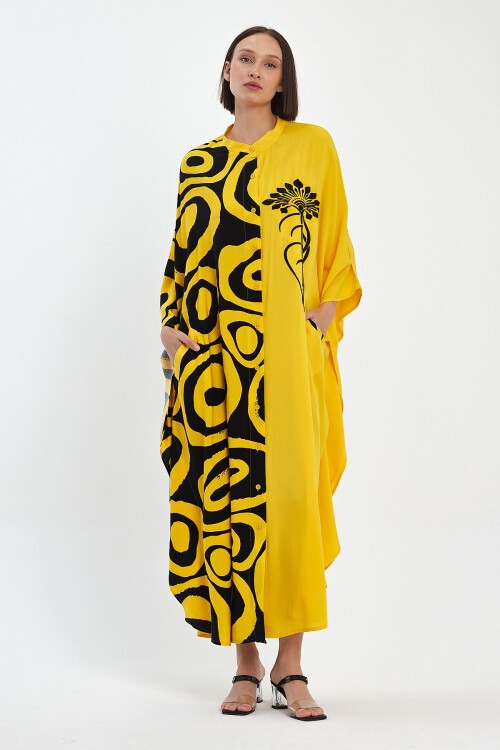 1033 Kadın Hakim Yaka Düğme Kapamalı Nakış Detaylı Cepli Büyük Beden Gömlek Elbise