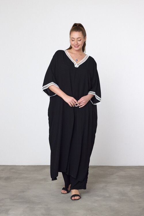 1054 Siyah Fisto Detaylı Tunik Pantolon Takım