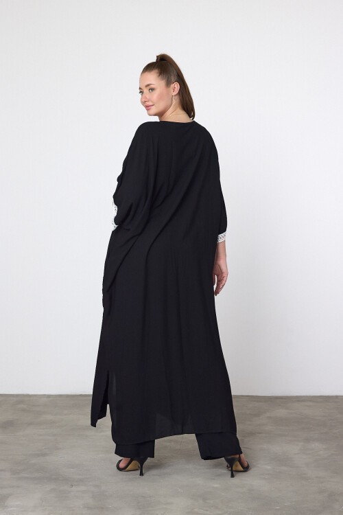 1054 Siyah Fisto Detaylı Tunik Pantolon Takım