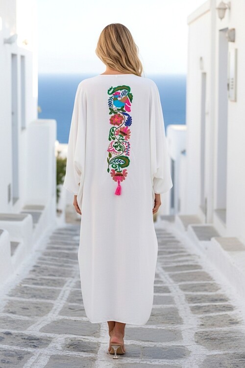 2829 Etnik Nakışlı Gömlek Elbise