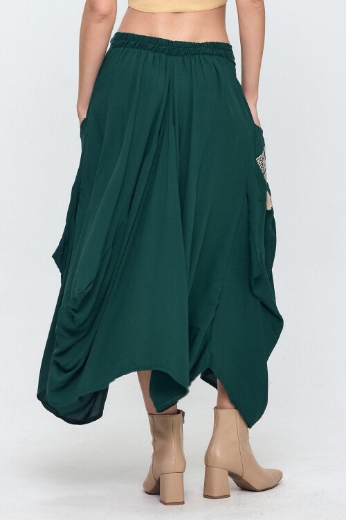 900 Nakış Detaylı Bağcıklı Cepli Şalvar Etek