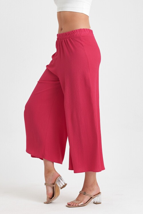 914 Fuşya Büyük Beden Otantik Nakış Püskül Detay Bürümcük Pantolon