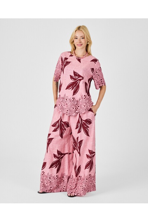 V201 Kadın Yuvarlak Yaka Cepli Bel Lastikli Alt Üst Takım