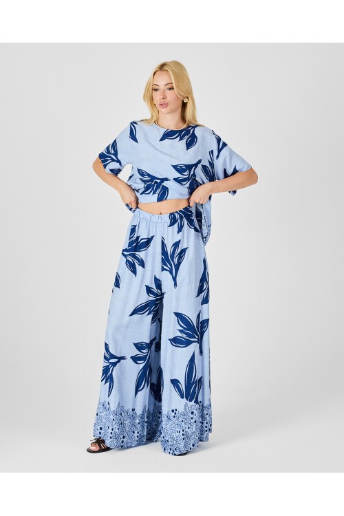 V201 Kadın Yuvarlak Yaka Cepli Bel Lastikli Alt Üst Takım