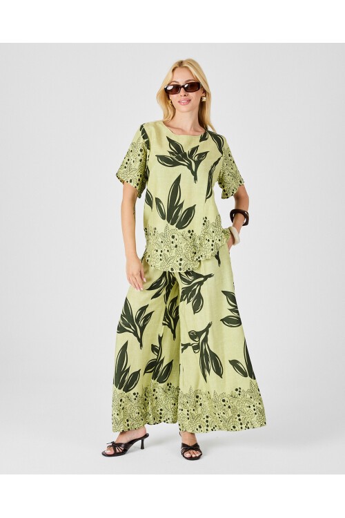 V201 Kadın Yuvarlak Yaka Cepli Bel Lastikli Alt Üst Takım