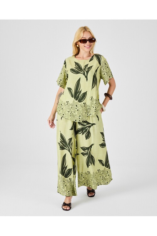 V201 Kadın Yuvarlak Yaka Cepli Bel Lastikli Alt Üst Takım