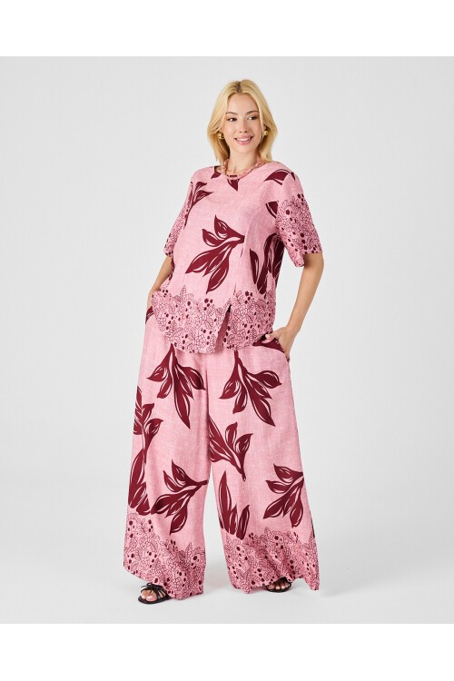 V201 Kadın Yuvarlak Yaka Cepli Bel Lastikli Alt Üst Takım