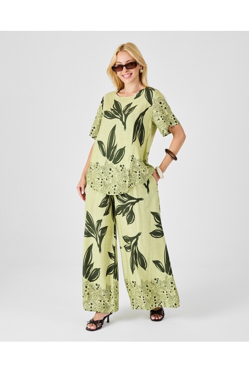 V201 Kadın Yuvarlak Yaka Cepli Bel Lastikli Alt Üst Takım