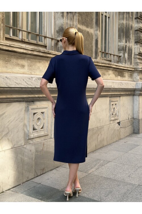 V291 Laci Fermuarlı Yarı Oysho Yarı Tensel Elbise