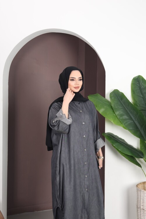 V446 Siyah Tensel Gömlek Takım