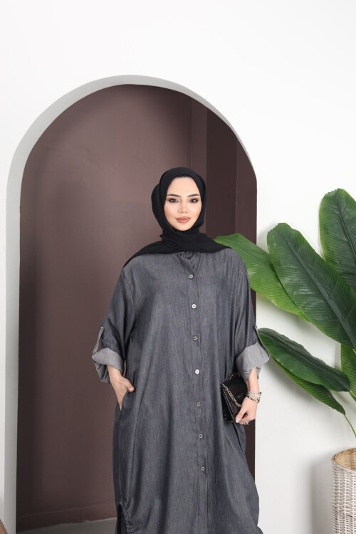 V446 Siyah Tensel Gömlek Takım