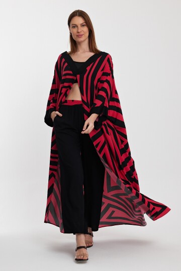 1015 Kadın Desenli Alt&Üst Kaftan Takım