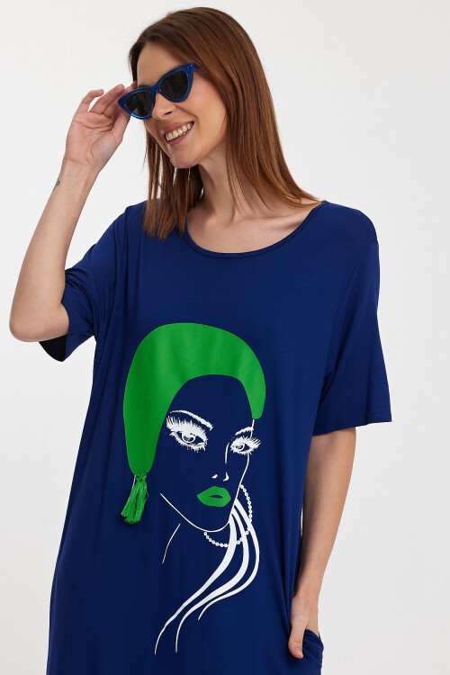 997 Kadın Figür Detaylı Penye Viskon Elbise