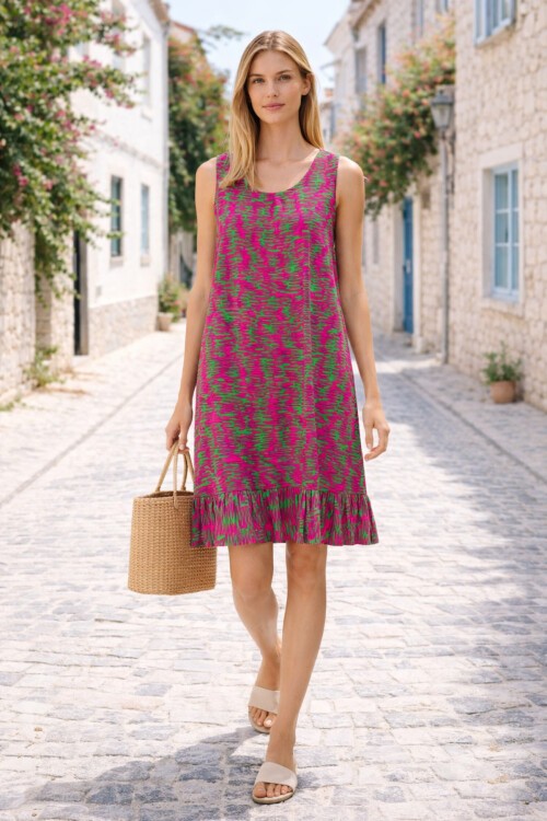 V12 Kadın Askılı Eteği Fırfırlı Elbise