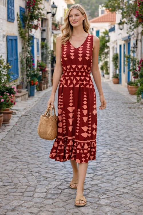 V133 Asklılı Beli Lastikli Elbise