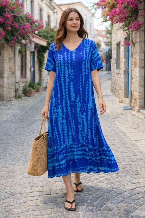 V14 Kadın Kollu Eteği Fırfırlı Elbise