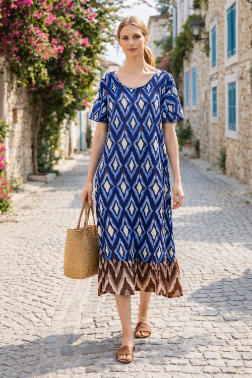 V144 Kadın Kollu Eteği Sulu Elbise