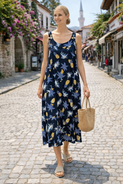 V154 Askılı Omzu Boncuk Detaylı Elbise