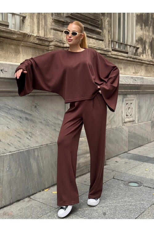 V232 Kahve Yarasa Kol Oysho Takım