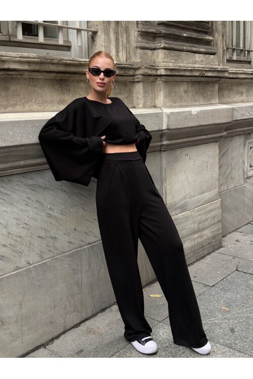 V232 Siyah Yarasa Kol Oysho Takım