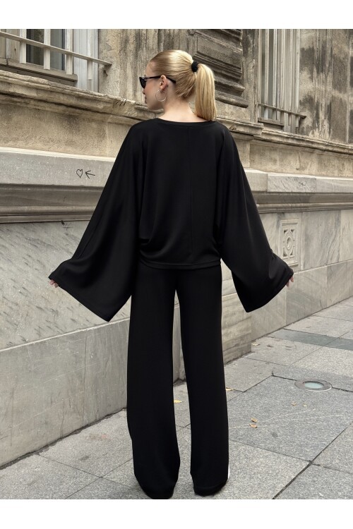 V232 Siyah Yarasa Kol Oysho Takım