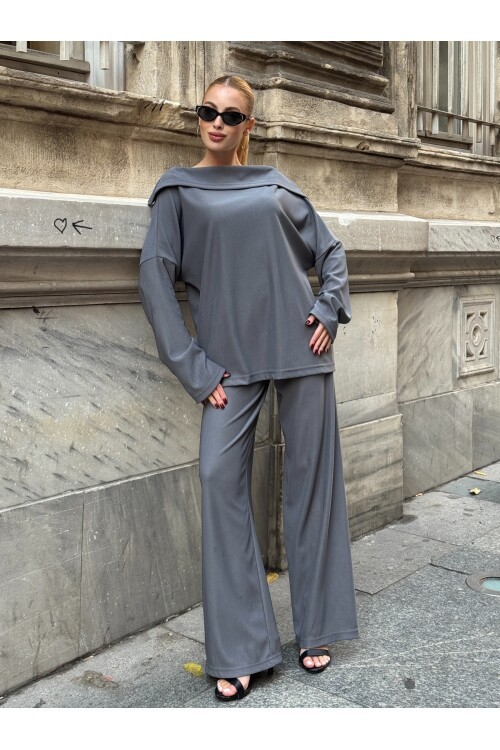 V234 Gri Madonna Yaka Oysho Takım