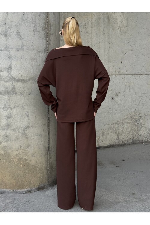 V234 Kahve Madonna Yaka Oysho Takım