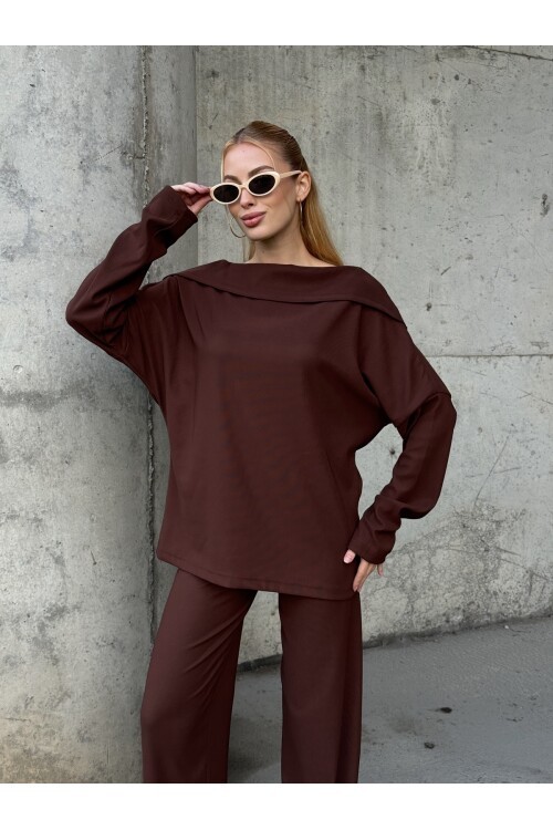 V234 Kahve Madonna Yaka Oysho Takım