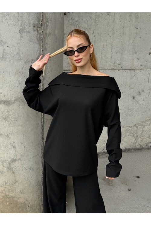 V234 Siyah Madonna Yaka Oysho Takım