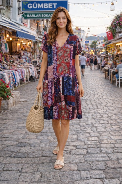 V4 Kısa Kollu Ekonomik Elbise