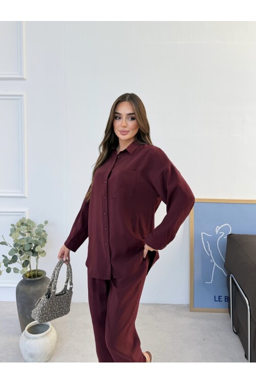 V558 Bordo Modal Cupro Takım