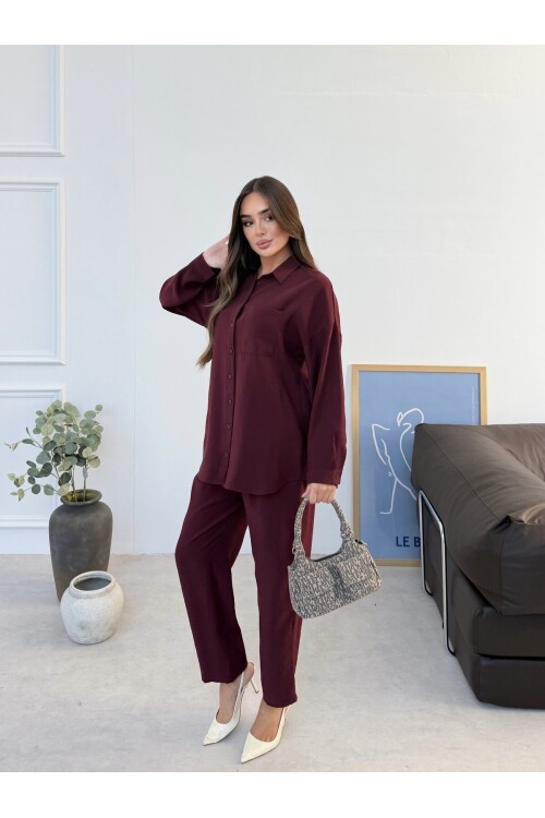 V558 Bordo Modal Cupro Takım