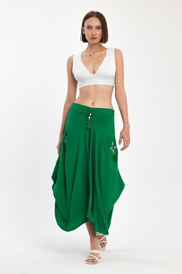 2806 Yeşil Nakışlı Etek