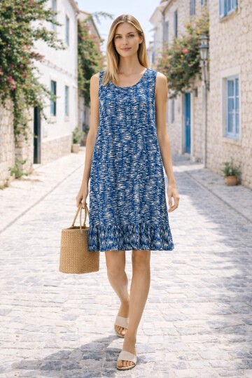 V12 Kadın Askılı Eteği Fırfırlı Elbise