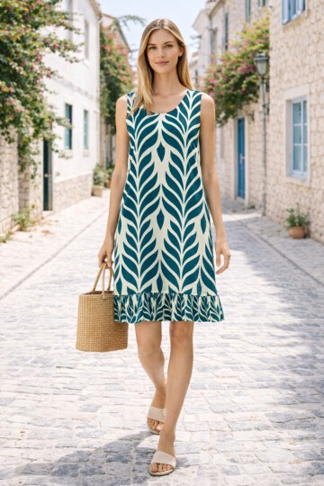 V12 Kadın Askılı Eteği Fırfırlı Elbise