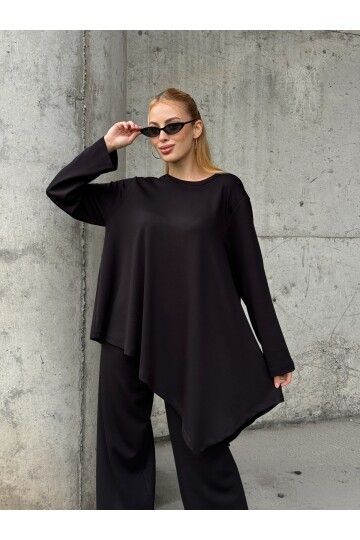 V231 Siyah Yırtmaçlı Oysho Takım