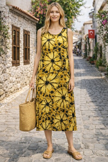 V9 Kadın Askılı Bisiklet Yaka Elbise