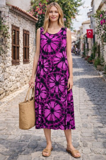 V9 Kadın Askılı Bisiklet Yaka Elbise