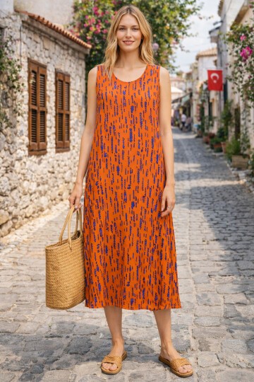 V9 Kadın Askılı Bisiklet Yaka Elbise